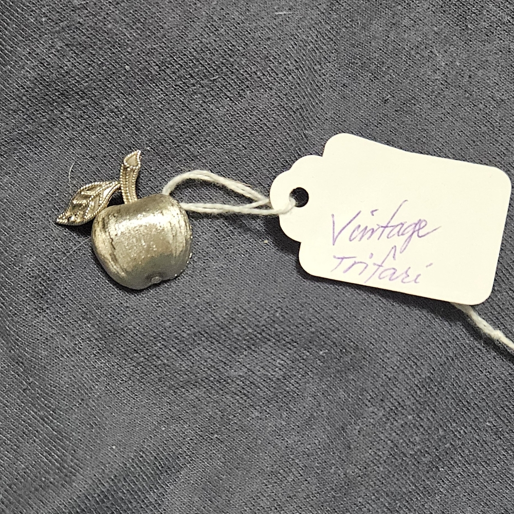 Mid Century Crown Silver Apple Brooch